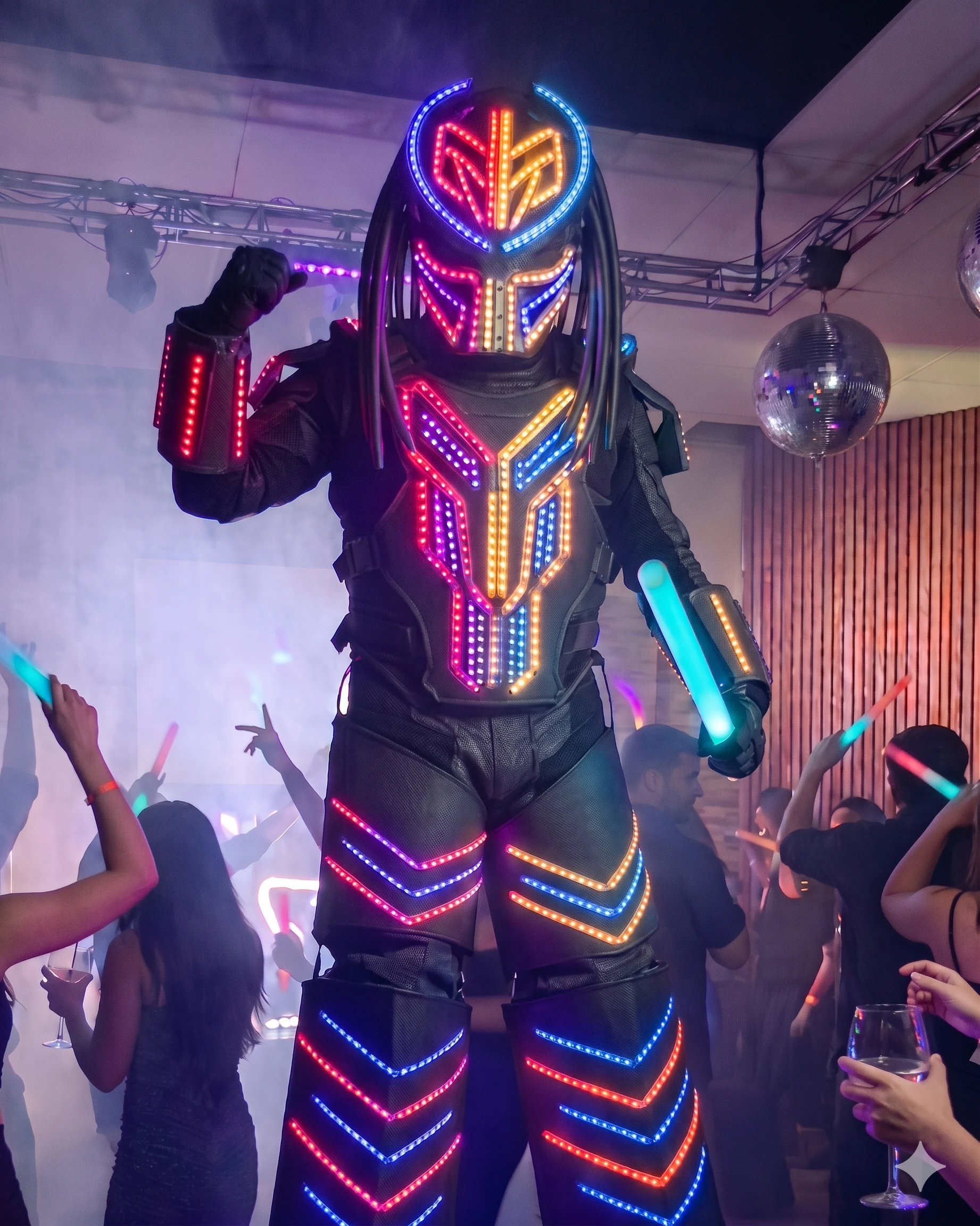 Show Depredador LED de Germán Aquino — espectáculo con trajes de luces para eventos